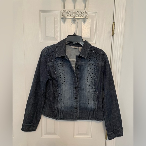 Chico’s Custom Embroidered Cat Jean Jacket size 1 Medium - Picture 4 of 6